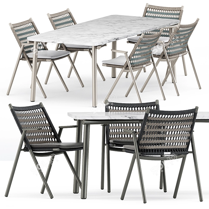 Anatra Armchair & Dining Table Set 3D model image 1