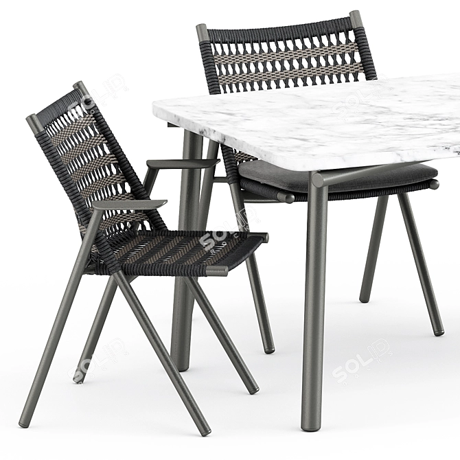 Anatra Armchair & Dining Table Set 3D model image 3