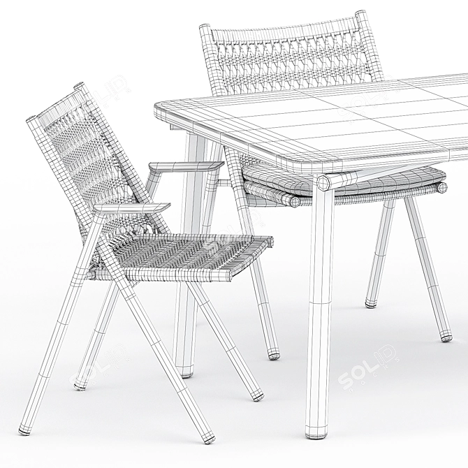 Anatra Armchair & Dining Table Set 3D model image 5