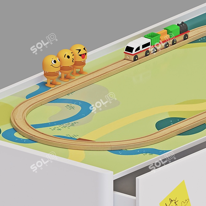 IKEA Kids Room Set: Activity Table, Stool & Wall Storage 3D model image 2