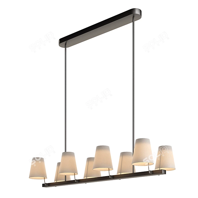 Elegant Brass Linear Chandelier 3D model image 1