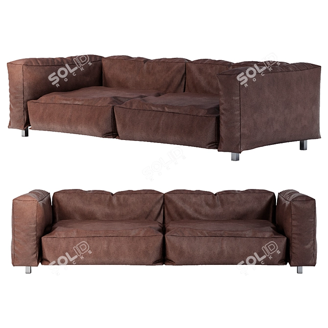 Edra Leather Sofa: Elegant, Spacious, and Comfortable 3D model image 1