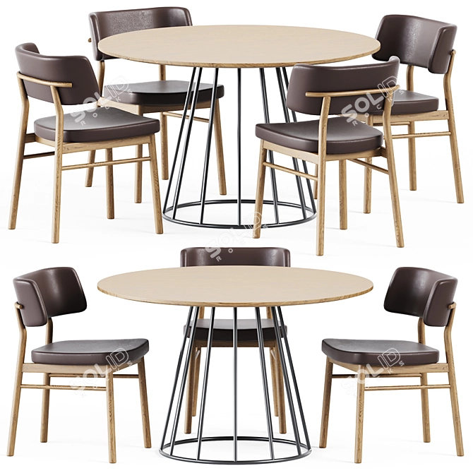 Stylish Illa Table and Marlen Chair 3D model image 1