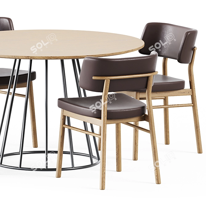 Stylish Illa Table and Marlen Chair 3D model image 4