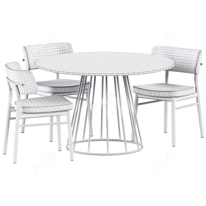 Stylish Illa Table and Marlen Chair 3D model image 6