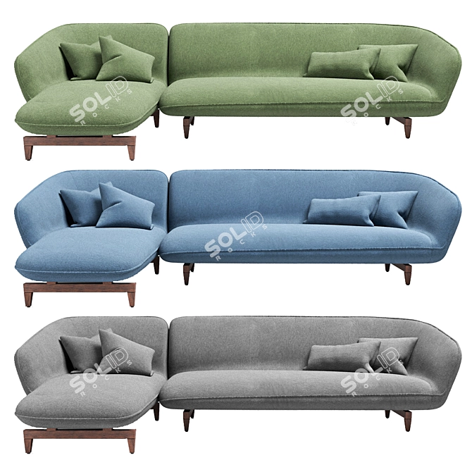 Benedict Sectional Sofa: Deluxe Comfort and Style 3D model image 1