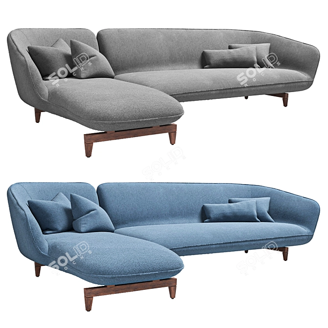 Benedict Sectional Sofa: Deluxe Comfort and Style 3D model image 3