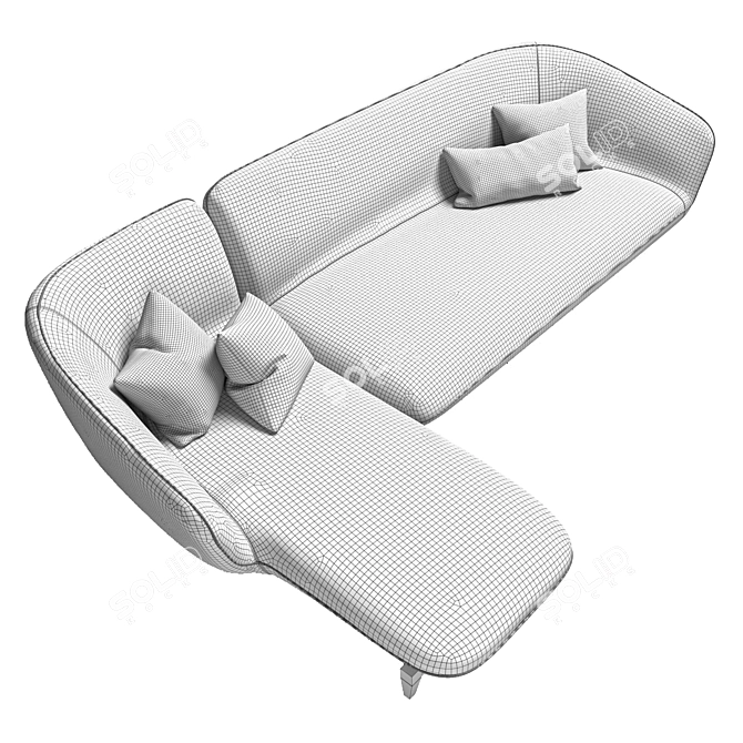 Benedict Sectional Sofa: Deluxe Comfort and Style 3D model image 5