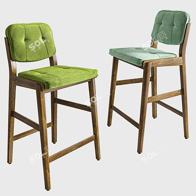 Sleek Capo Bar Stool 3D model image 1