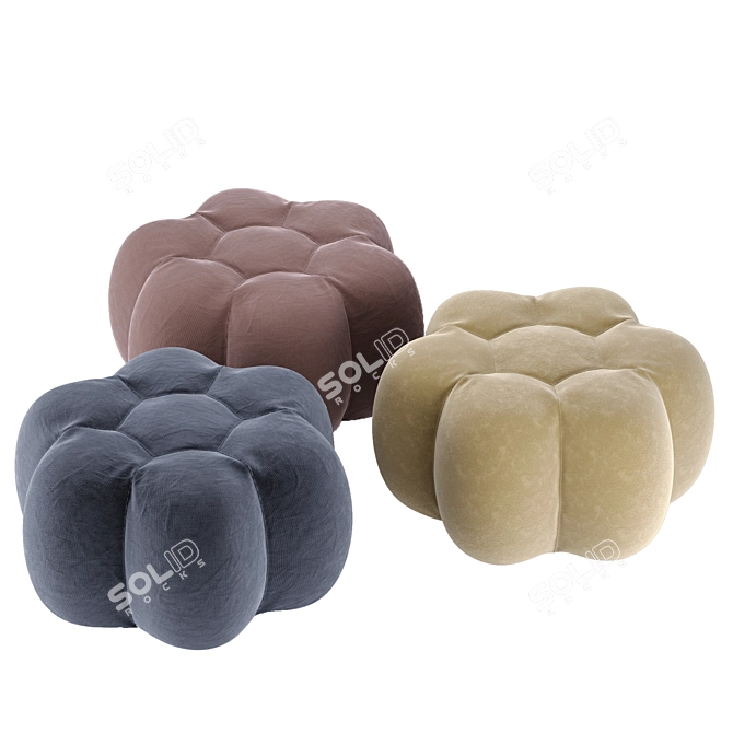 Colorful Pouf Ottoman in Various Hues 3D model image 4