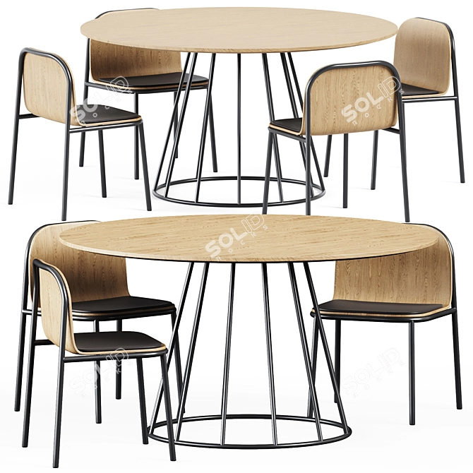 Elegant Illa Table & Shell Chair 3D model image 1