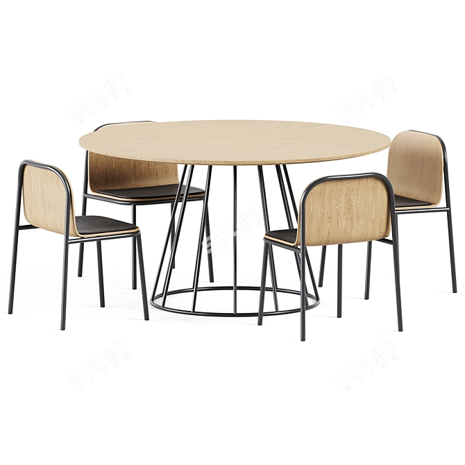 Elegant Illa Table & Shell Chair 3D model image 2