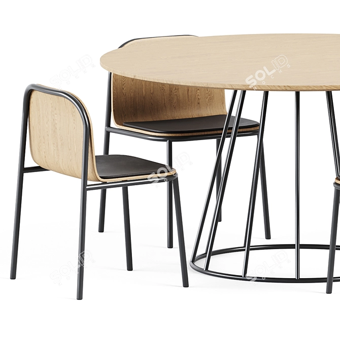 Elegant Illa Table & Shell Chair 3D model image 3