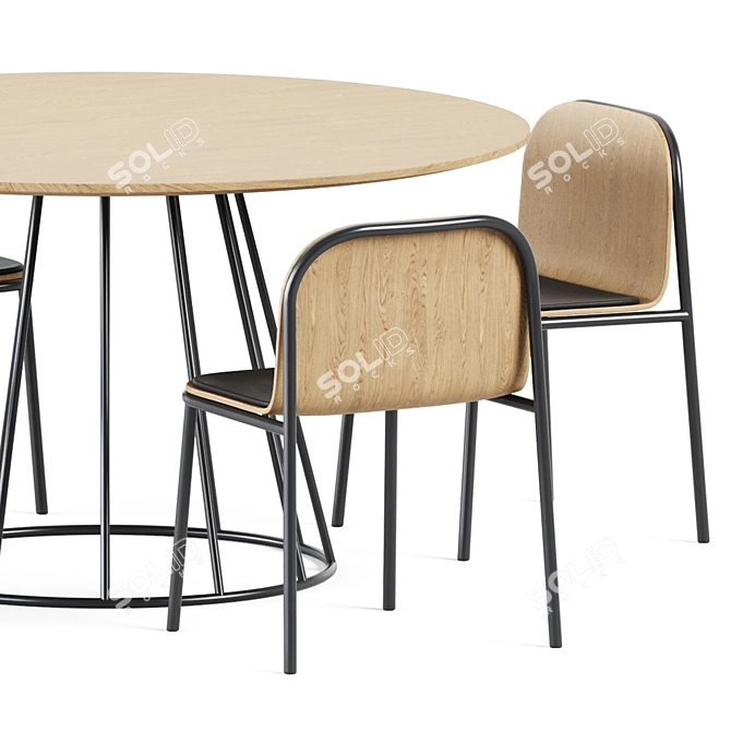 Elegant Illa Table & Shell Chair 3D model image 5