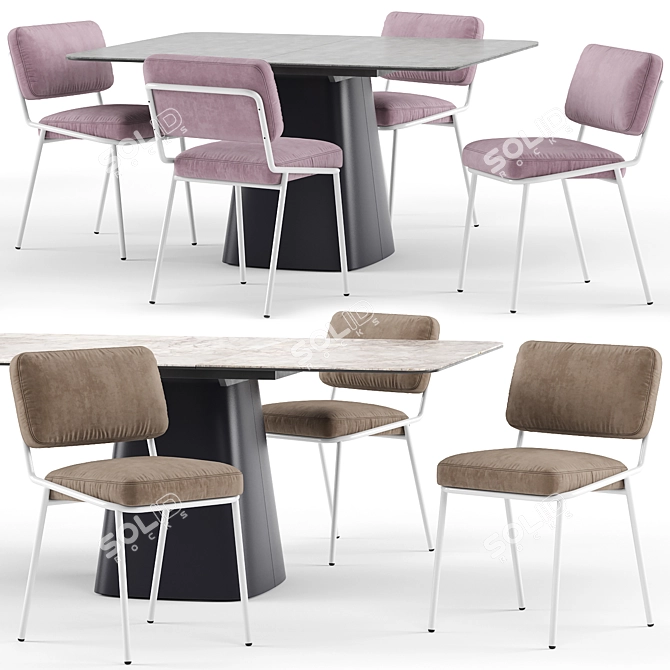 Elegant Sixty Chair & Hey Gio Extending Table 3D model image 1