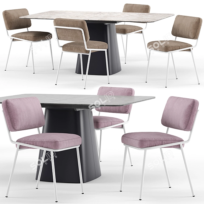 Elegant Sixty Chair & Hey Gio Extending Table 3D model image 2