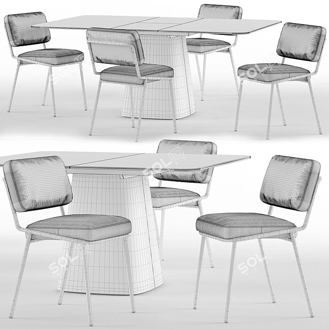 Elegant Sixty Chair & Hey Gio Extending Table 3D model image 5