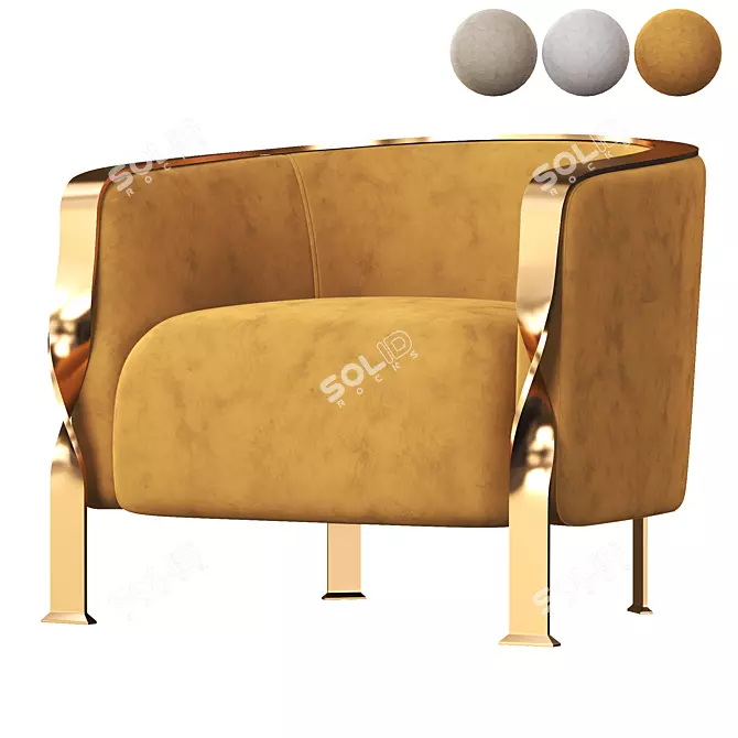 Stylish Rugiano Paris Armchair 3D model image 2