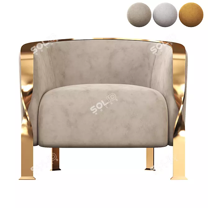 Stylish Rugiano Paris Armchair 3D model image 3