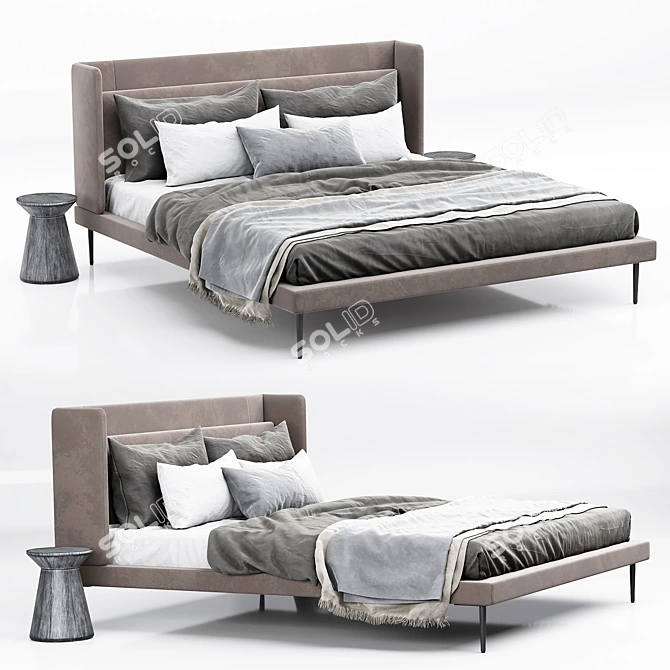 Sleek Dark Gray Austin Bed 3D model image 1