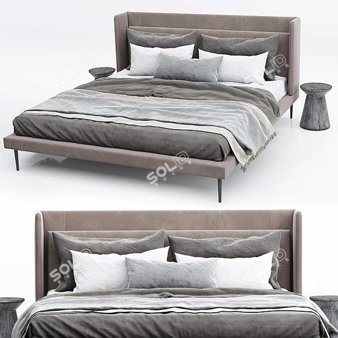 Sleek Dark Gray Austin Bed 3D model image 3