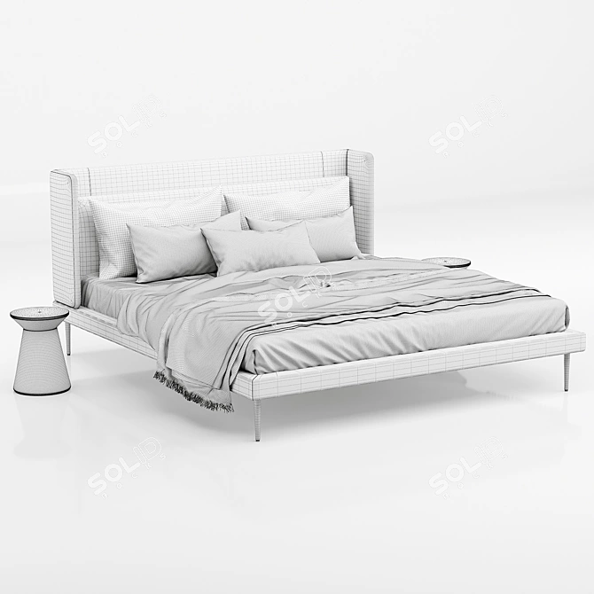 Sleek Dark Gray Austin Bed 3D model image 5