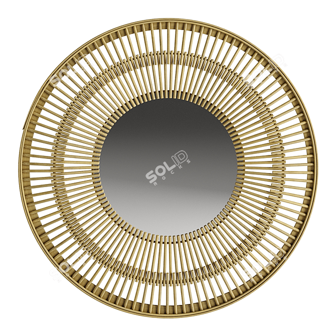 Natural Rattan Round Mirror 3D model image 1