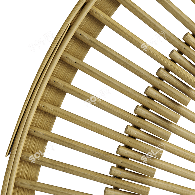 Natural Rattan Round Mirror 3D model image 3