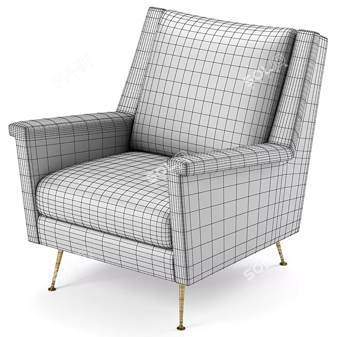 Carlo Mid-Century Chair: Stylish and Functional 3D model image 6