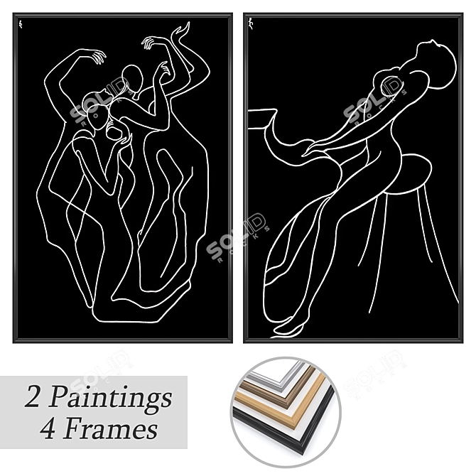 Contemporary Wall Art Set 3D model image 1