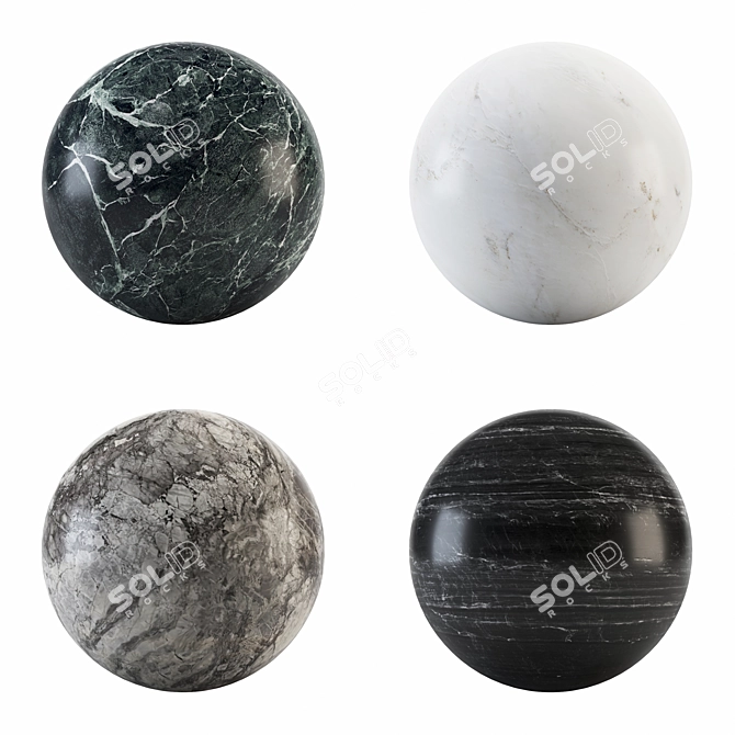 Marble Collection: Anderson, Saint Green, Gray Calacatta, Black Nero 3D model image 1