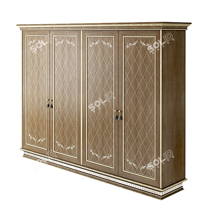 Elegant Brushed Wardrobe 3D model image 4