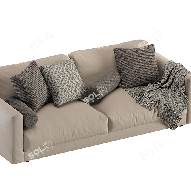 Elegant Blanche Leather Sofa 3D model image 5