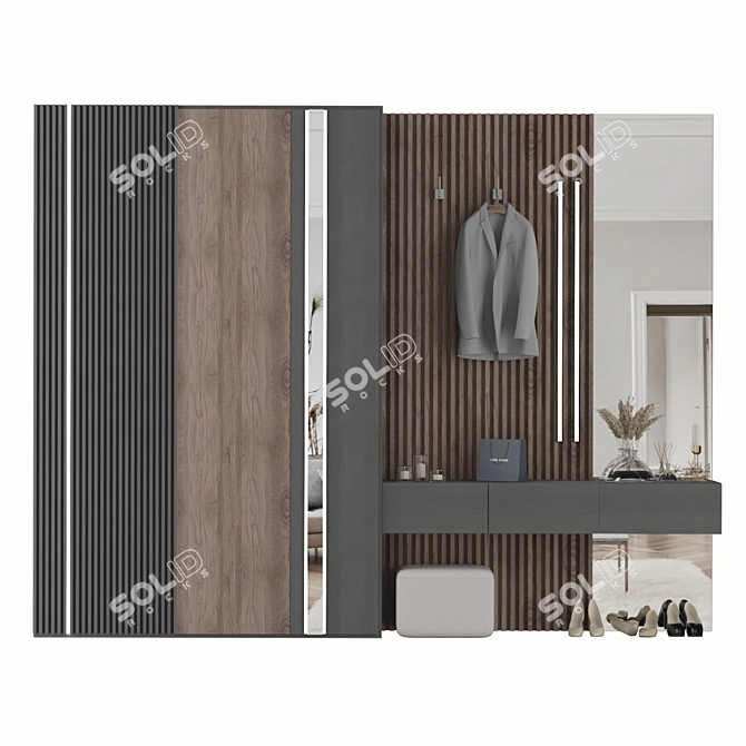 Elegant Hallway Storage Solution 3D model image 1