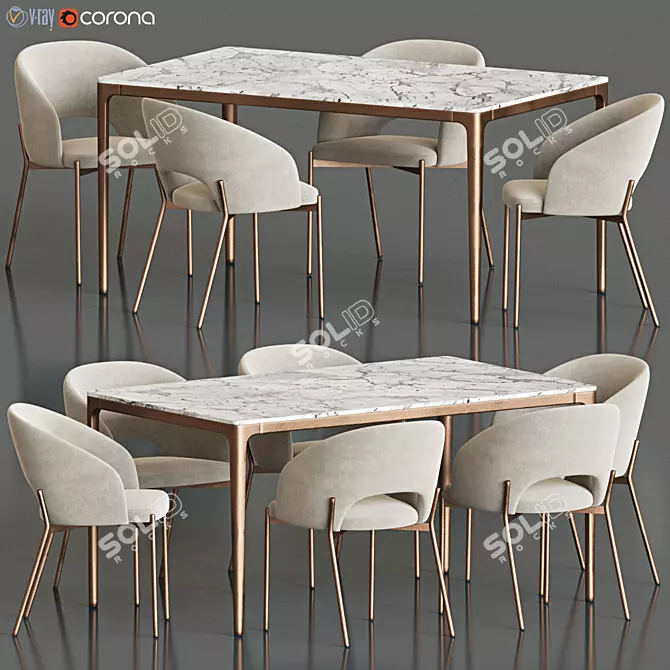 Elegant 2012 Dining Set 3D model image 1