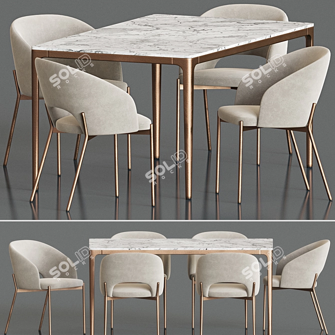 Elegant 2012 Dining Set 3D model image 2