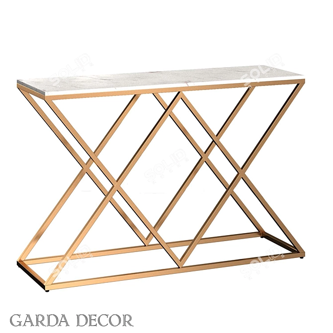 Luxury White Marble Console | Matte Gold Finish 3D model image 1