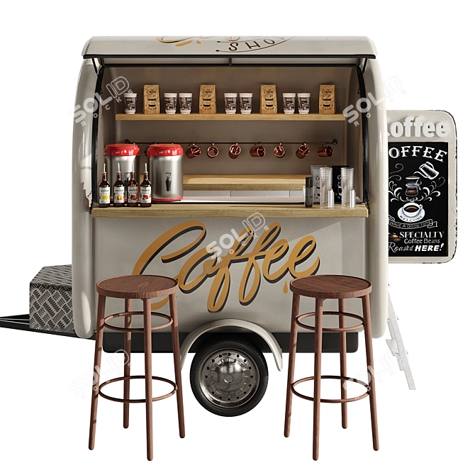 Vintage Food Truck Coffee 2 3D model image 2