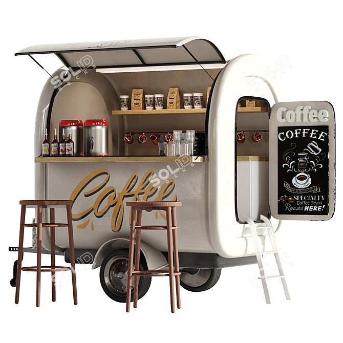 Vintage Food Truck Coffee 2 3D model image 3