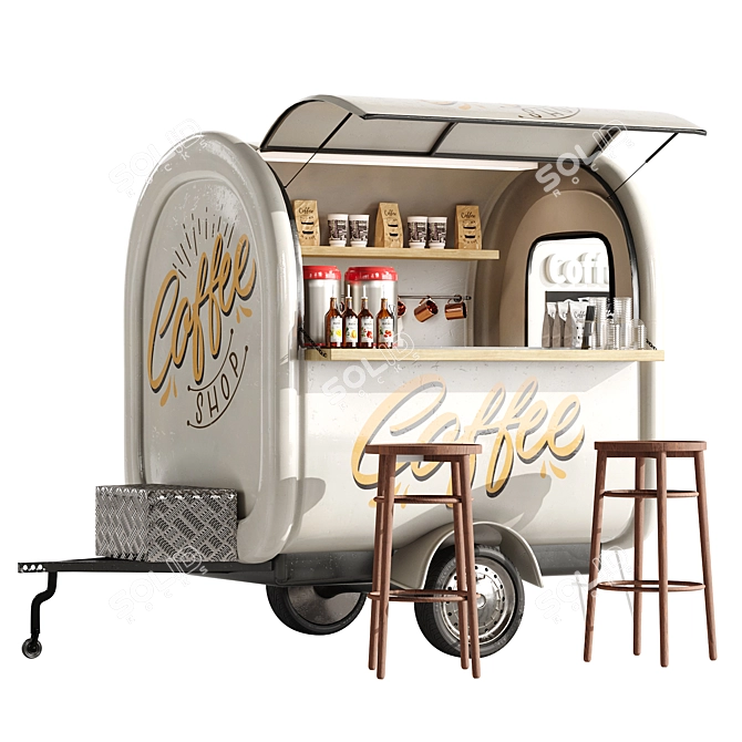 Vintage Food Truck Coffee 2 3D model image 5