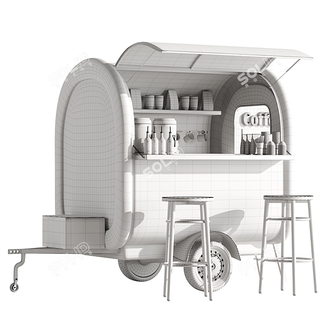 Vintage Food Truck Coffee 2 3D model image 6