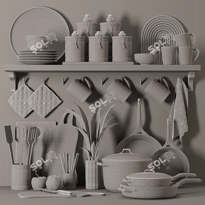 Elegant Kitchen Set: VRay+Corona 3D model image 10