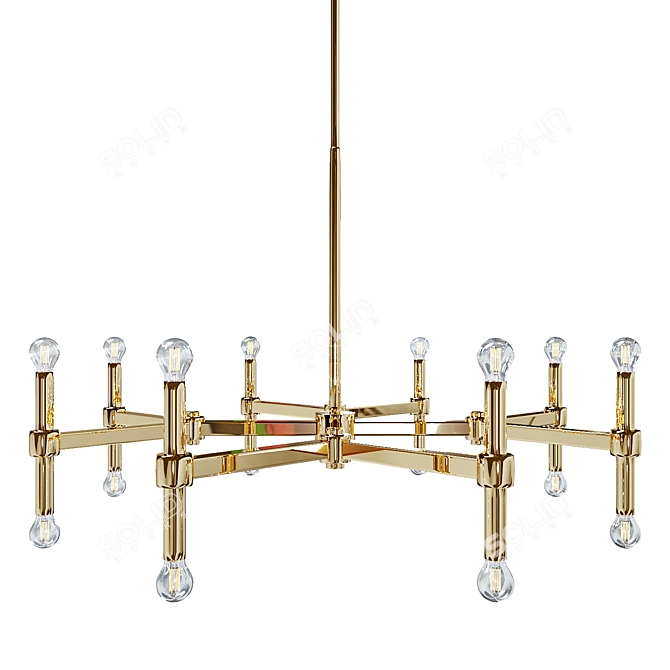 Title: Satin Brass 16-Light Chandelier 3D model image 3