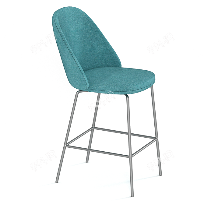 Stylish Metal and Fabric Iola Stool 3D model image 1