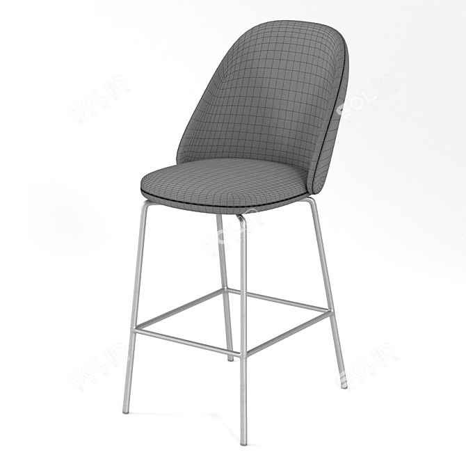 Stylish Metal and Fabric Iola Stool 3D model image 3