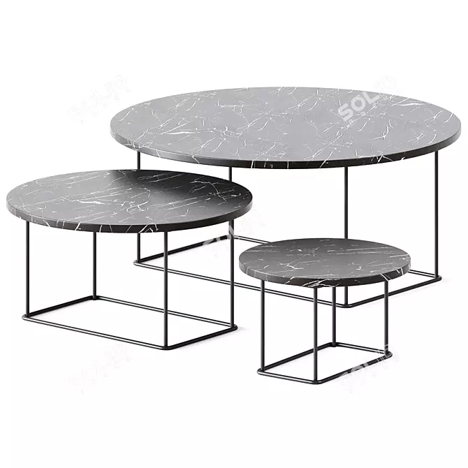 Sleek Marble Outdoor Table 3D model image 1