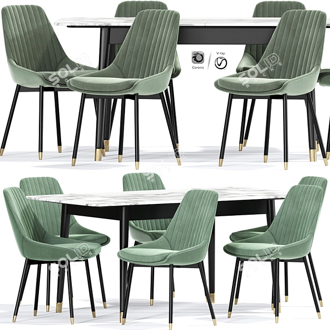 Kendall Upholstered Dining Chair Set 3D model image 1