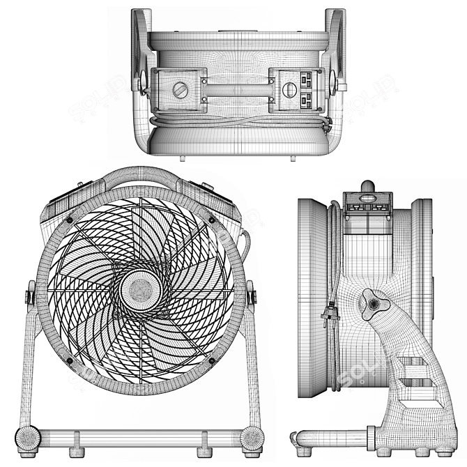 Powerful 1/3 HP Industrial Air Mover 3D model image 9