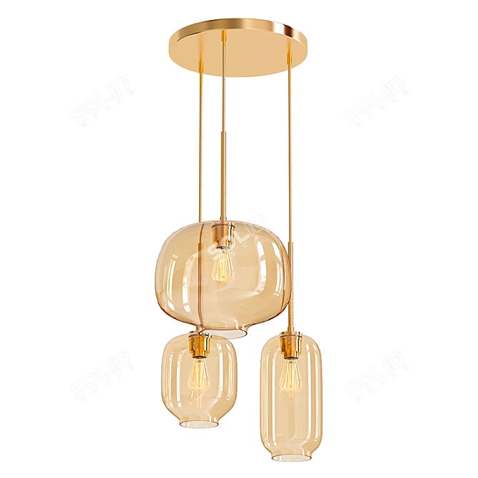 Modern Amber Glass Pendant Light 3D model image 1
