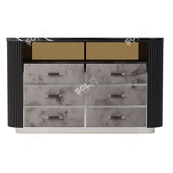 Classic Glass Front Wardrobe Island 3D model image 3